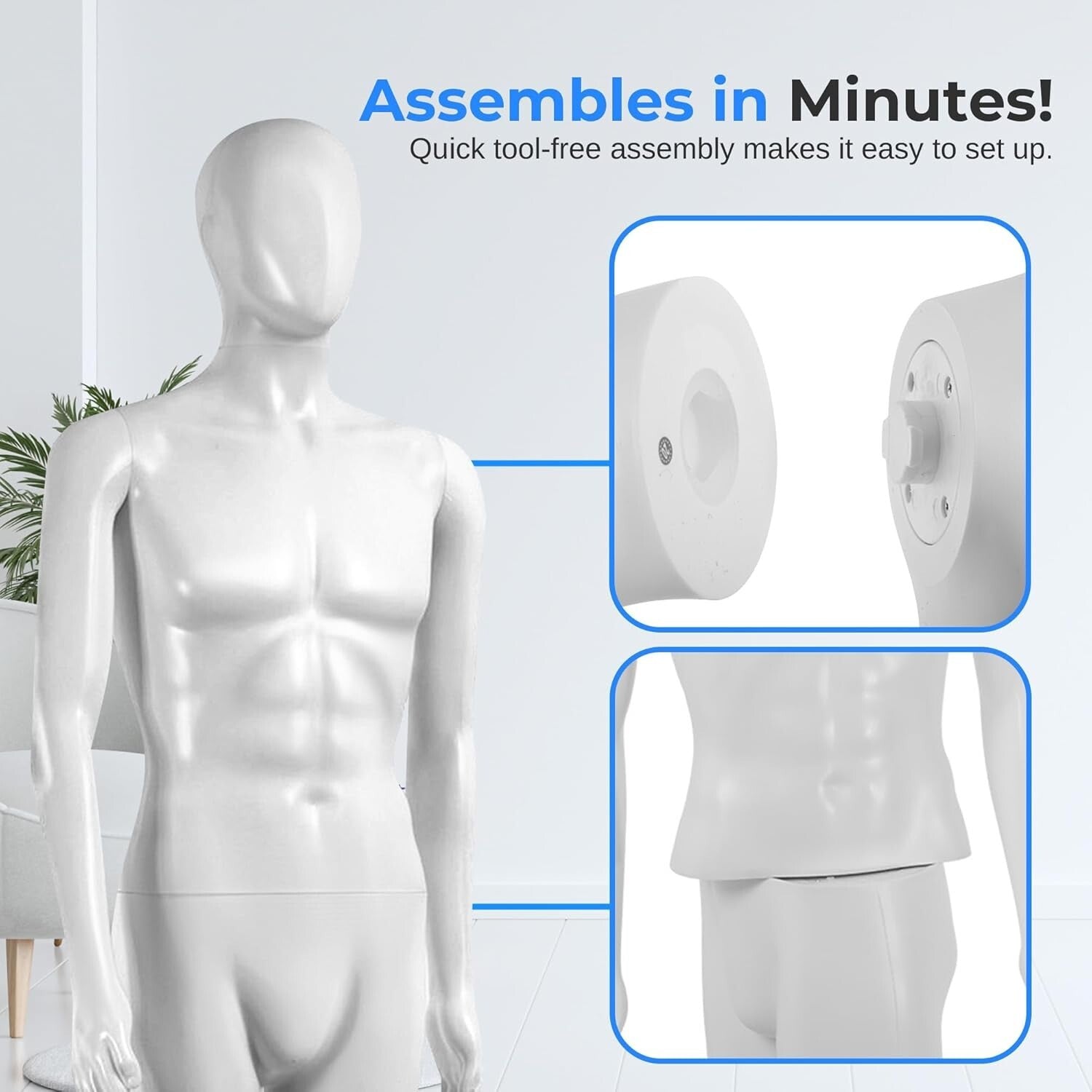 Sturdy 73-Inch Male Mannequin with Adjustable Design for Eye-Catching Displays