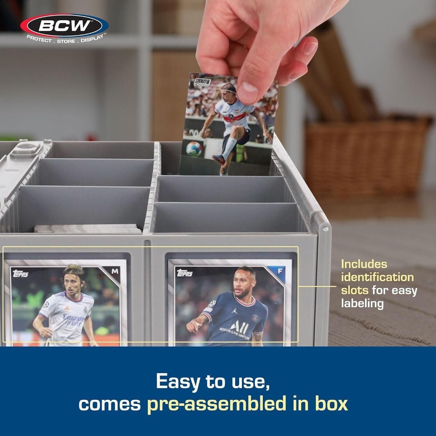 Durable Collectible Card Bins - 4-Pack with Dividers, Holds All Trading Cards