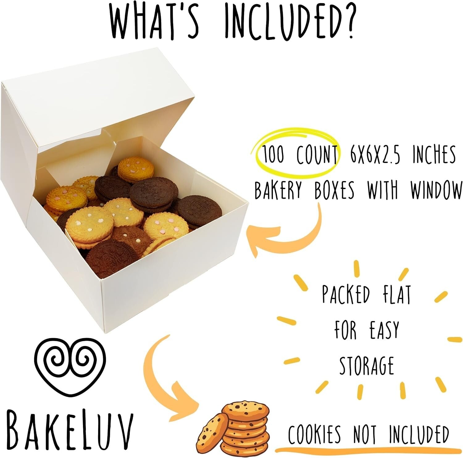 BPA-Free 6 Inch Bakery Boxes with Clear Window - Perfect for Parties, 100 Pcs