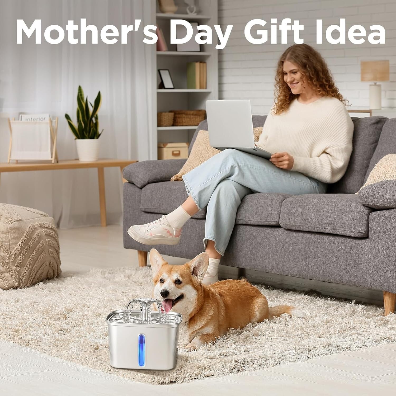 Award-Winning 2.8L Stainless Steel Cat Water Fountain with LED Light & Filters