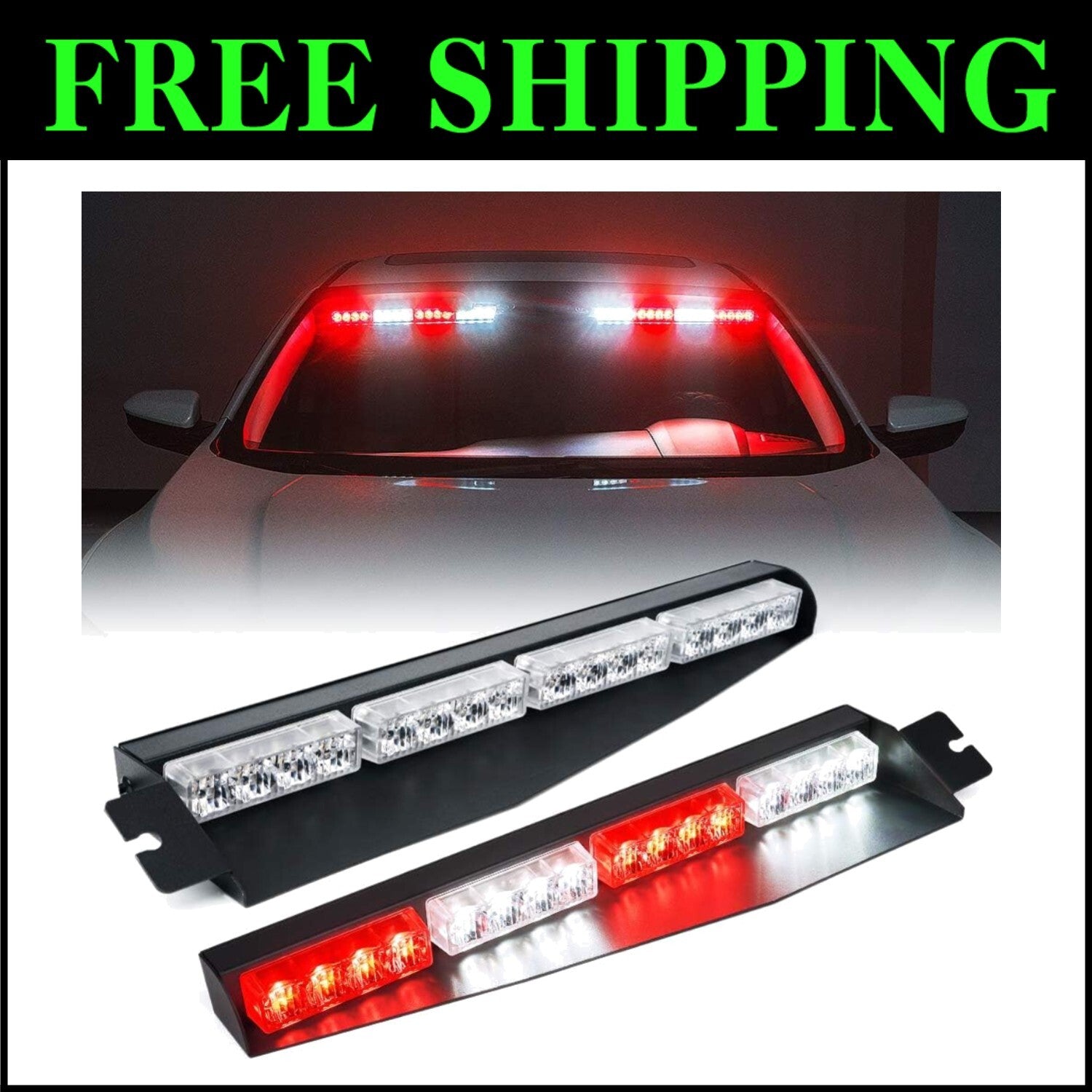 LED Emergency Visor Strobe Light Bar - 32W Caution Light for Vehicles
