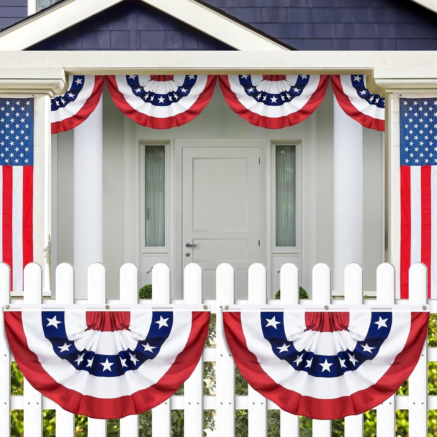 Vivid Fan Flag Decoration - 3x6 Feet Bunting for Memorial Day and 4th of July