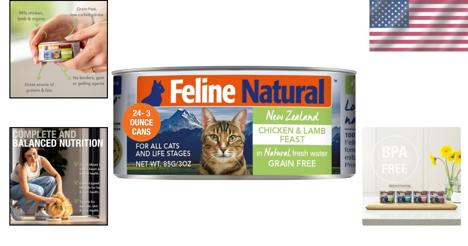Delicious Grain-Free Cat Food Pate - All Life Stages, 24 Packs of 3 Oz