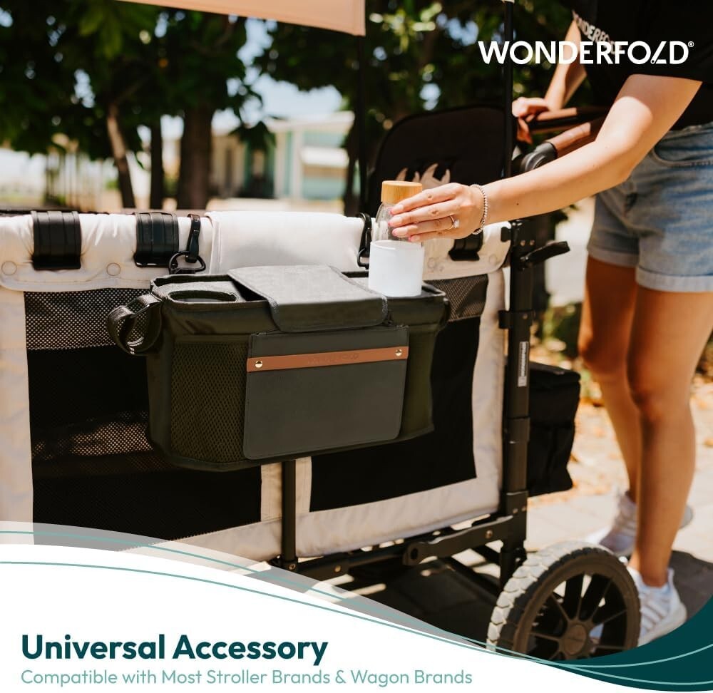 Enhanced Parent Console for Strollers with Baby Wipes Holder & Removable Strap