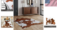 Load image into Gallery viewer, Brown and White Faux Cow Print Area Rug - 6.2ft x 8.2ft for Modern Homes