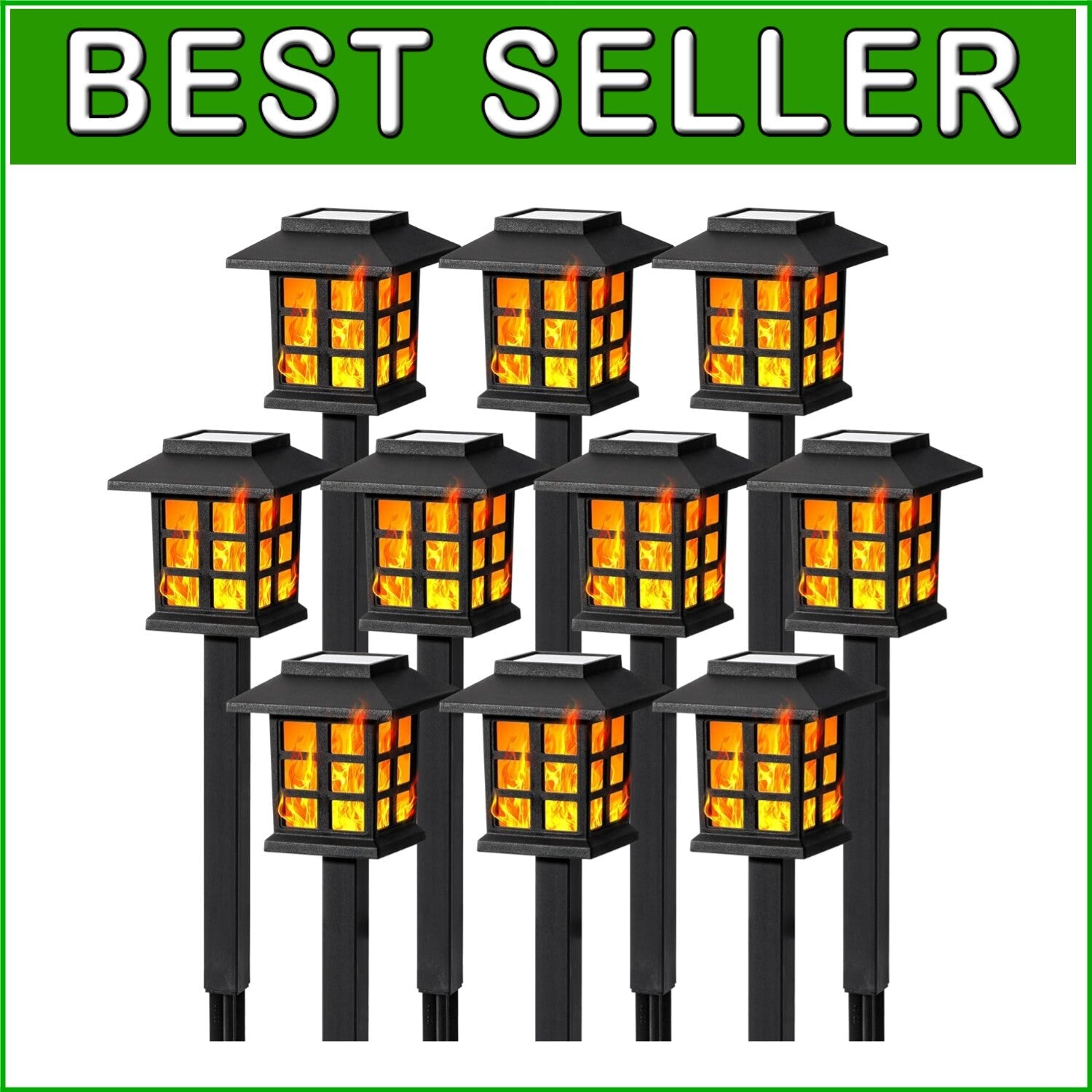 10-Piece Decorative Solar Lights - Flickering Flame Design for Outdoor Elegance