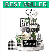 Load image into Gallery viewer, Charming Rustic Wood Tray Decor Set with 11 Signs - Ideal for Housewarming Gifts