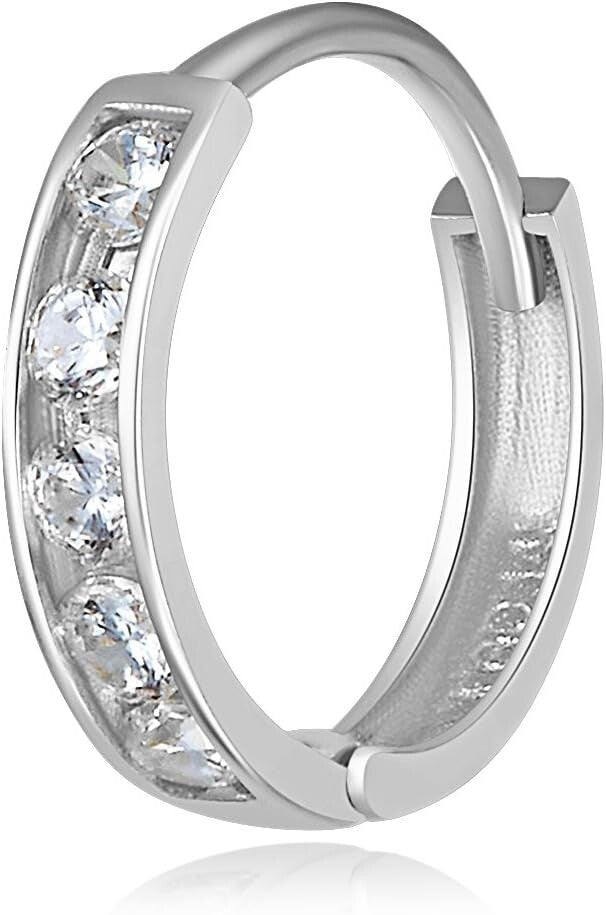 Elegant 14k White Gold Huggie Earrings - 2mm Thickness, 3 Sizes Available