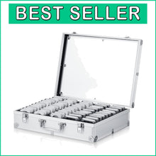 Load image into Gallery viewer, Lightweight Aluminum Coin Storage Box - Collectors' 100-Slab Holder in Silver