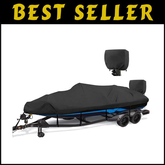 Universal 1200D Waterproof Boat Cover - Fits 16' to 18.5' Runabout & Ski Boats