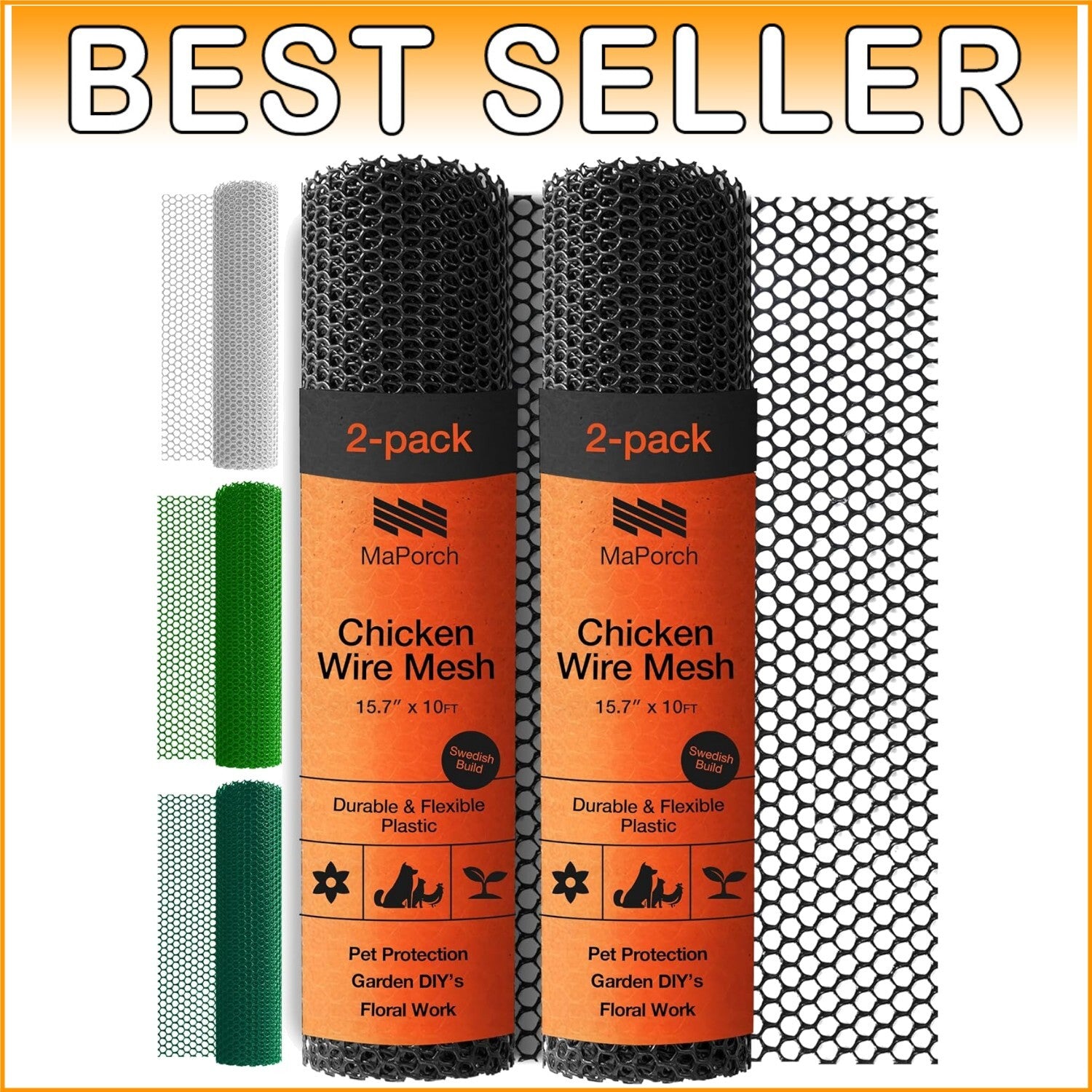 Weatherproof 15.71" x 10 ft Plastic Wire Mesh - Safe Pet & Garden Barrier