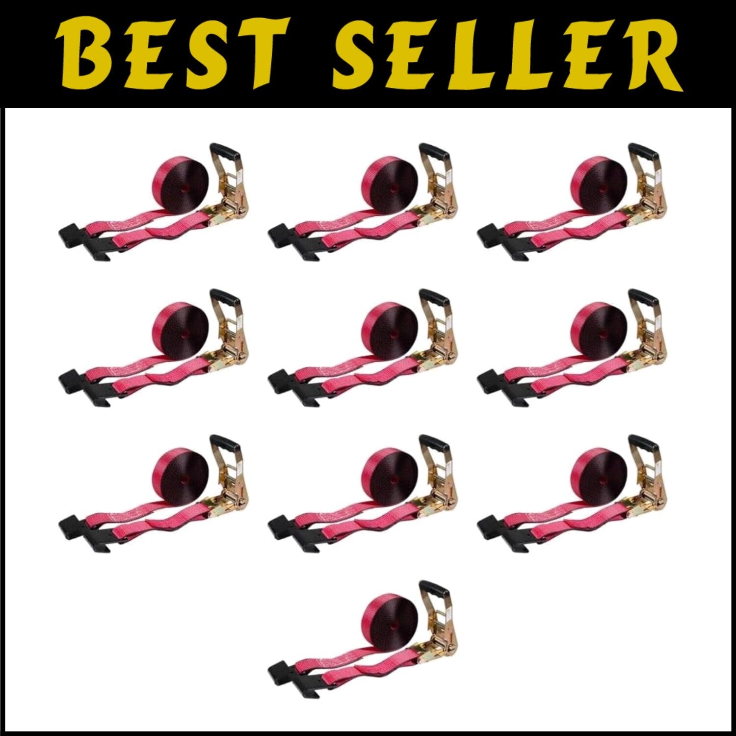 Durable 2” x 30’ Ratchet Tie-Down Straps - 10,000 lbs Breaking Strength, 10 Pack