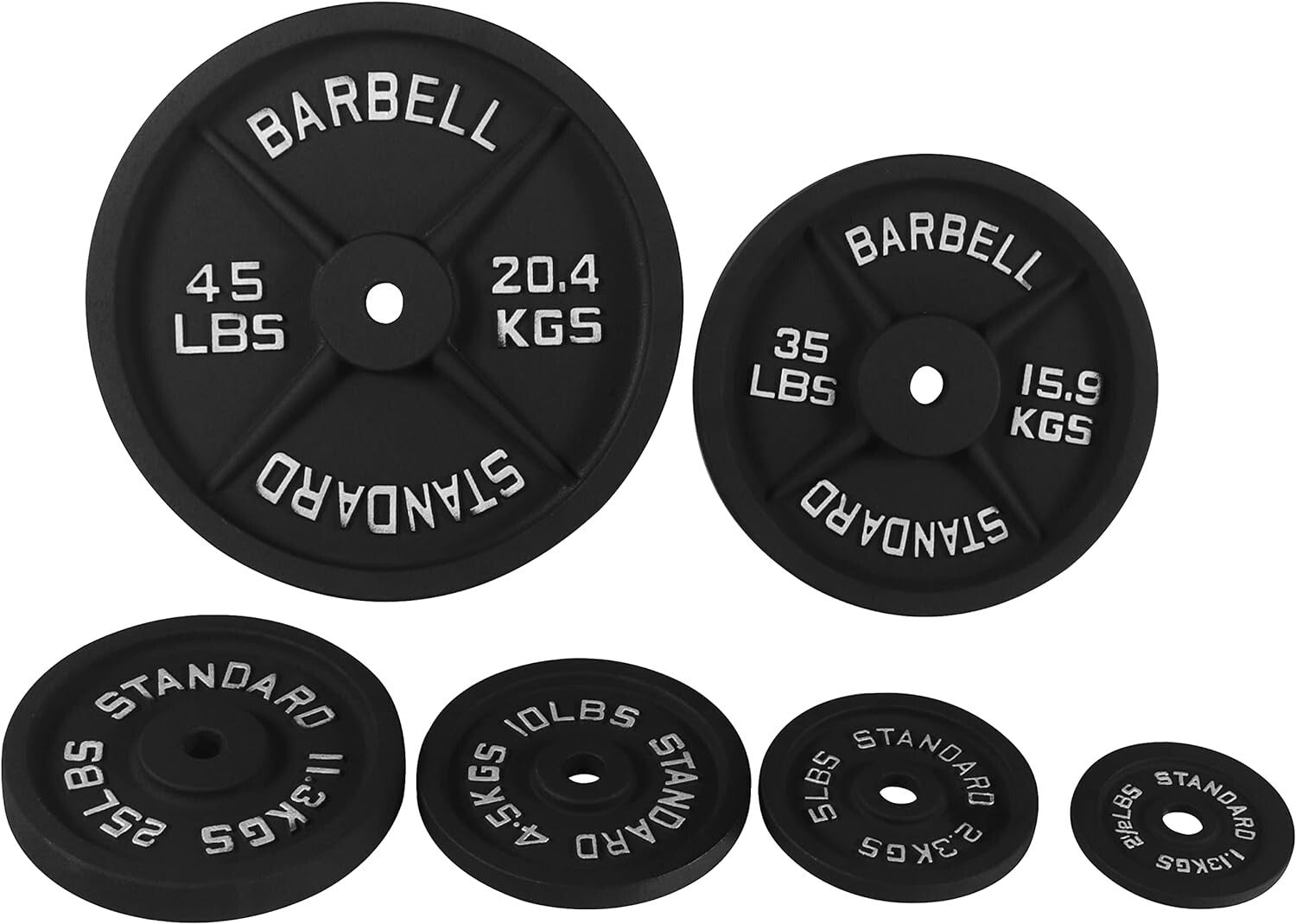 Durable Cast Iron Weight Plates - Olympic Standard, Multiple Sizes for Training