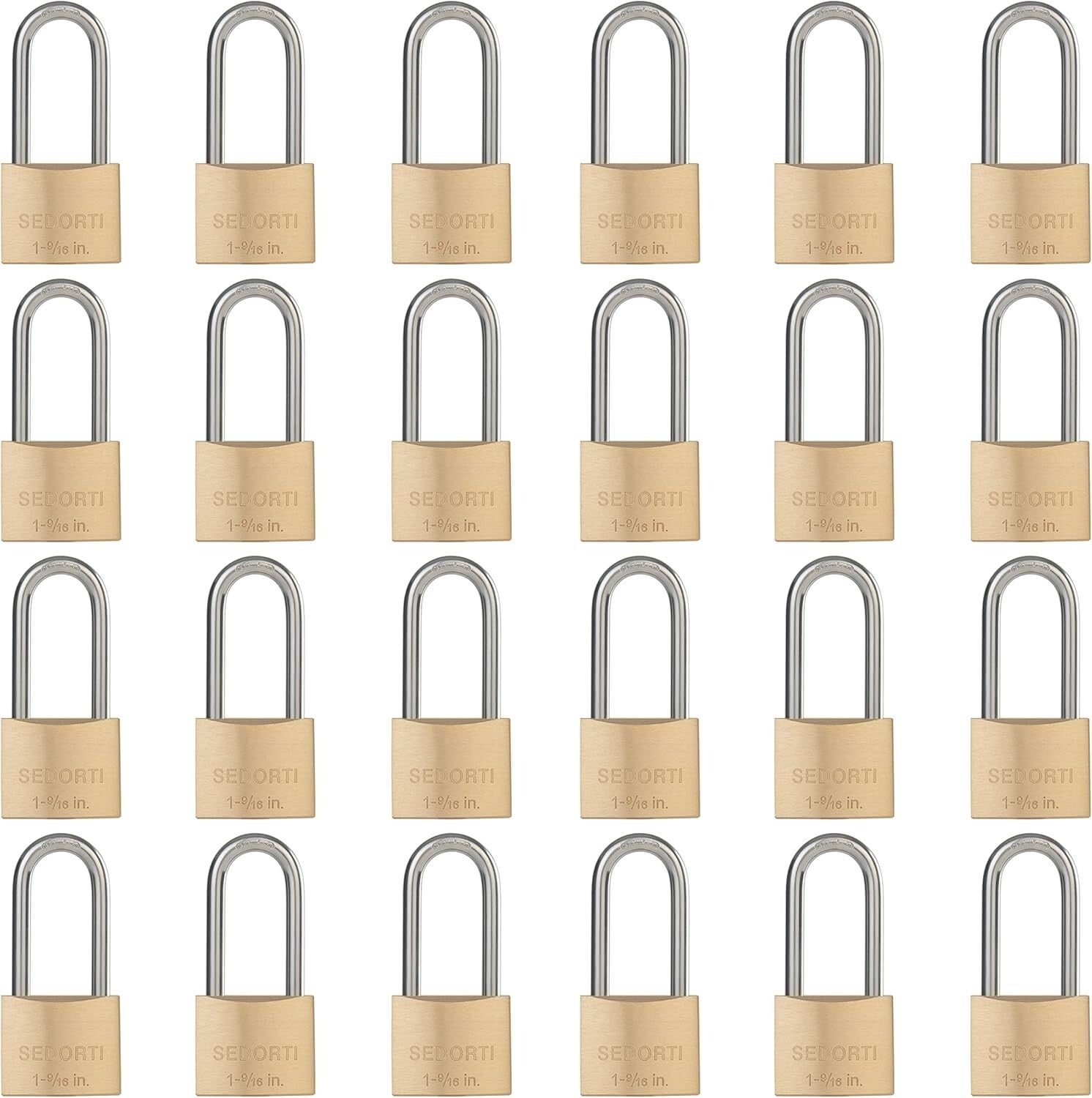 Weatherproof Stainless Steel Padlock Set - 24 Heavy-Duty Locks with Brass Keys