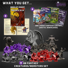 Load image into Gallery viewer, Bulk DND Miniatures - 68 Paintable 28mm-32mm Fantasy Figures for RPG Gameplay