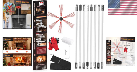 Professional 30ft Chimney Sweep Kit: Brush, Rods, and Essential Accessories