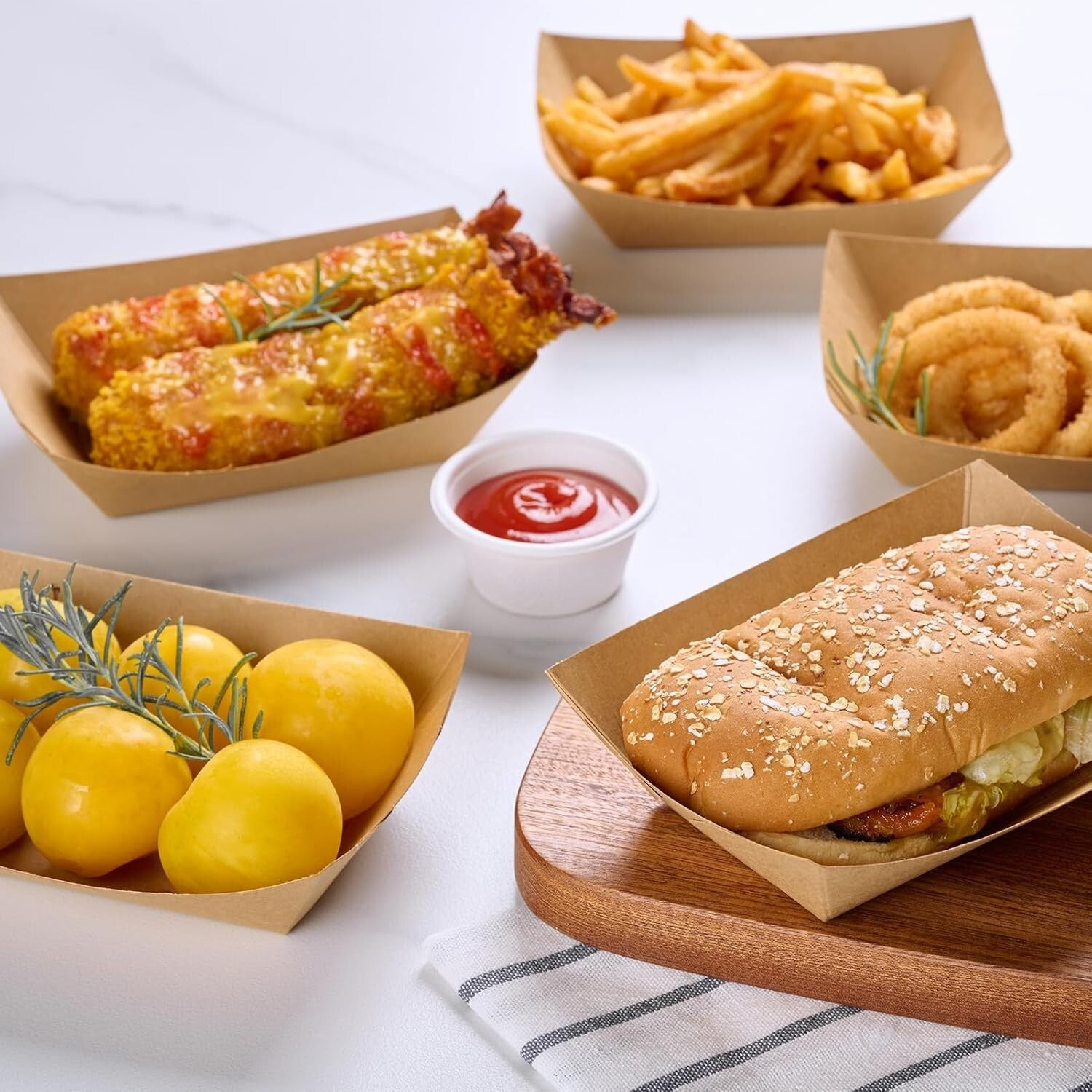 Convenient 1000 Pack Kraft Paper Food Trays - Perfect for Outdoor Gatherings