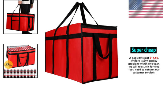 Spacious 4 Pack XXXL Food Delivery Bags - Durable & Eco-Friendly Solution