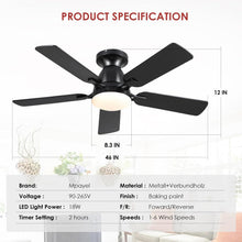 Load image into Gallery viewer, Low Profile 5-Blade Ceiling Fan with Lights - App &amp; Remote Controlled Elegance