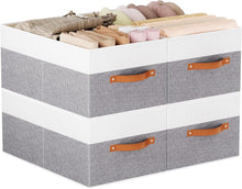 Load image into Gallery viewer, Elegant 4-Pack White and Grey Foldable Bins - Multi-Purpose Storage Solution