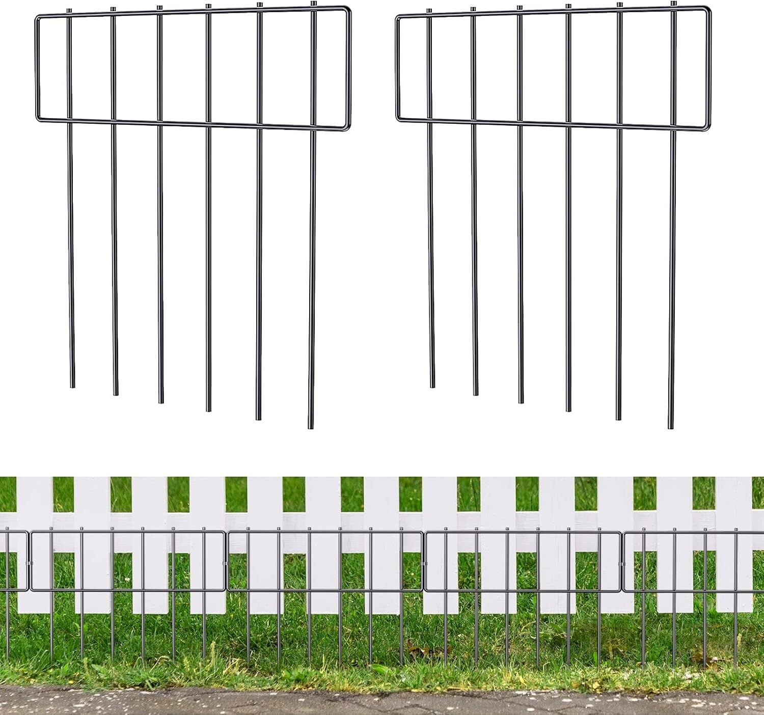 Easy Install Metal Animal Barrier Fence - 25 Panels, 17"H for Garden Protection