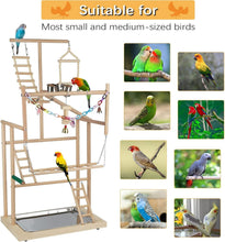 Load image into Gallery viewer, Handcrafted Parrot Play Gym with Perches, Toys &amp; Bells—Ideal for Bird Training