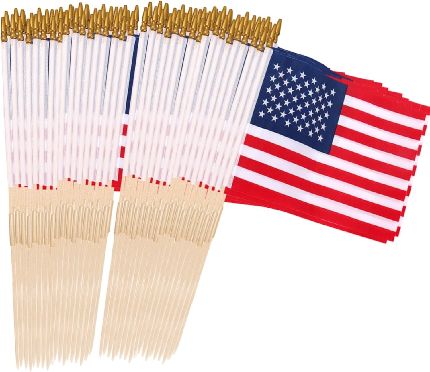 Multi-Purpose 100 Pcs American Flags with Connectable Flag Poles - Outdoor Decor