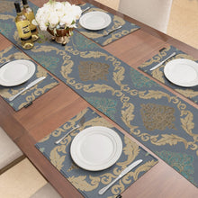 Load image into Gallery viewer, Opulent Grey Blue Jacquard Placemats Set - Traditional Dining Table Decor