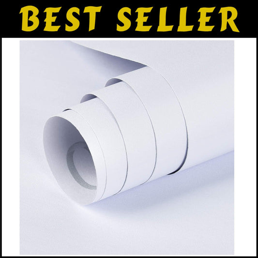 Textured Matte White Self-Adhesive Wallpaper - 15.7" x 39.4" Removable Design