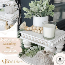 Load image into Gallery viewer, Handmade Wooden Decorative Tiered Trays - Set of 3 for Kitchen &amp; Tabletop