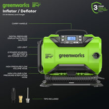 Load image into Gallery viewer, 24V Cordless Tire Inflator: 160 PSI Air Compressor with LED Light &amp; Auto Shut...