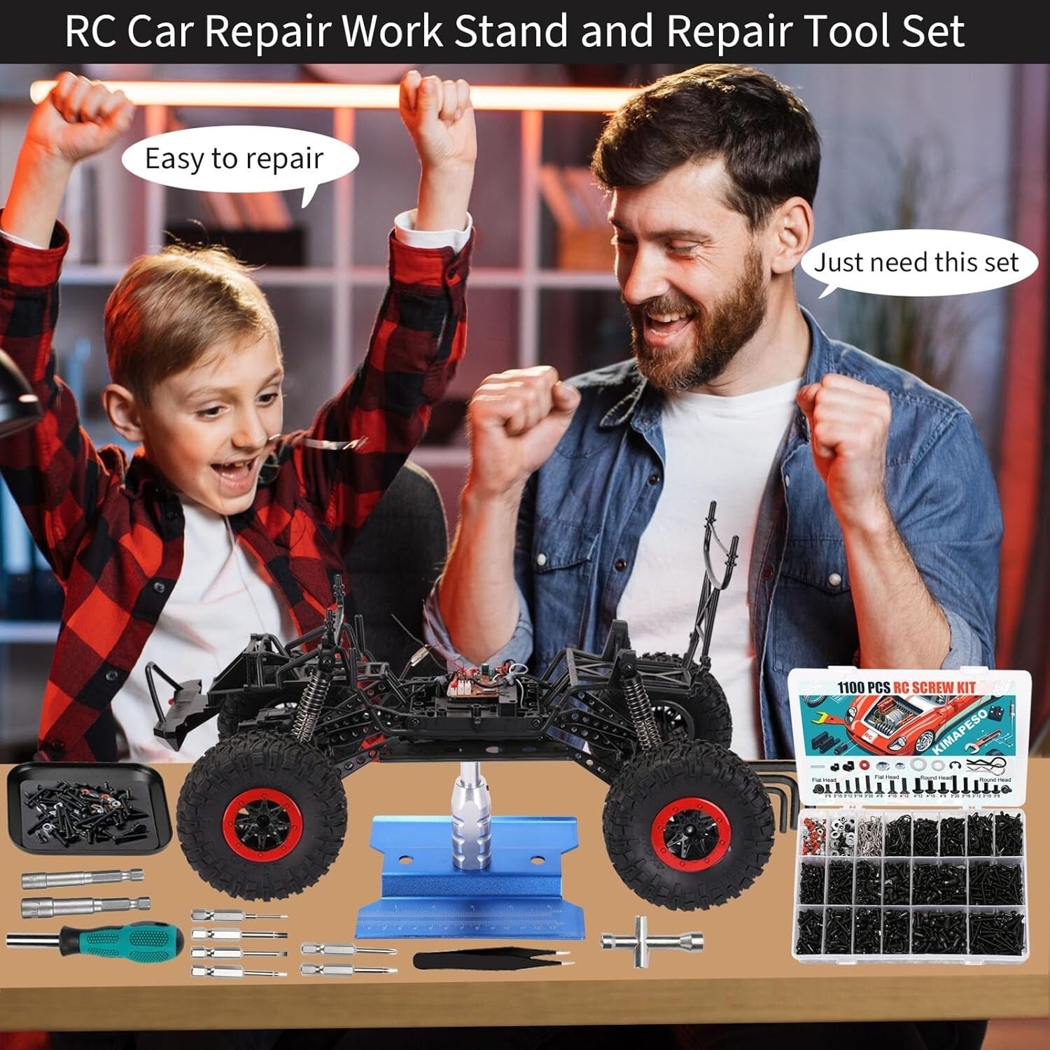 Durable Aluminum Work Stand and 1100 RC Screws for Easy Repairs & Customization