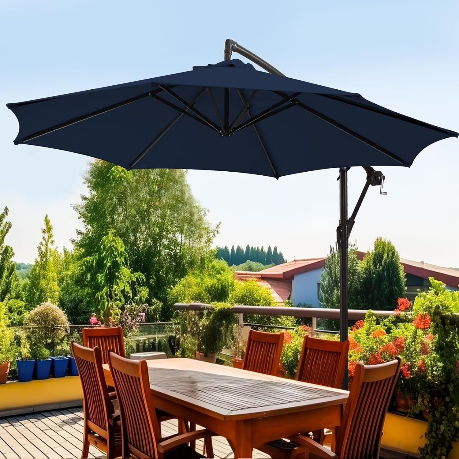 Elegant 10ft Outdoor Umbrella with Adjustable Tilt & Waterproof Recycled Canopy