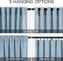 Load image into Gallery viewer, Light Filtering Blue Linen Curtains 84" - Stylish Back Tab Drapery for All Rooms