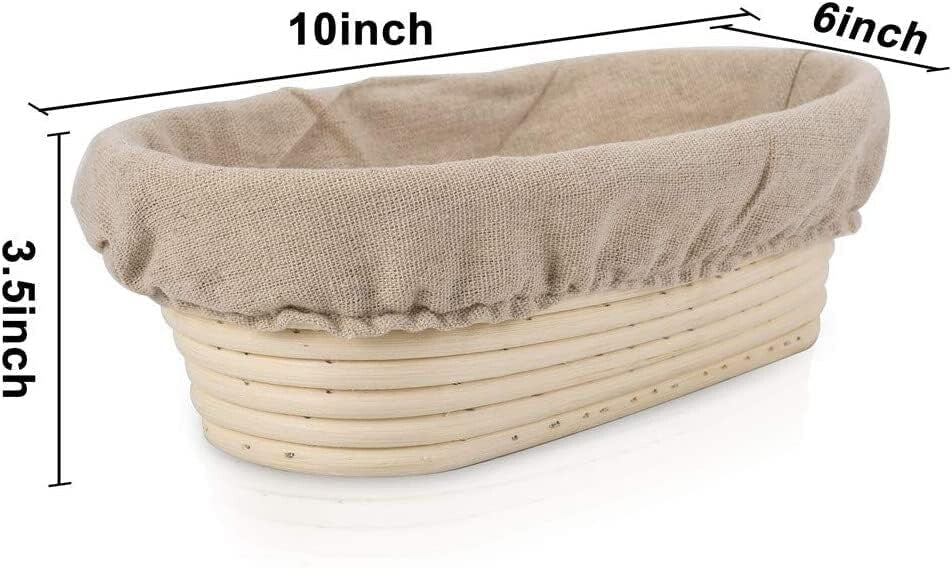 Premium Rattan Banneton Proofing Basket Set with Whisk, Scrapers & Scoring Tool