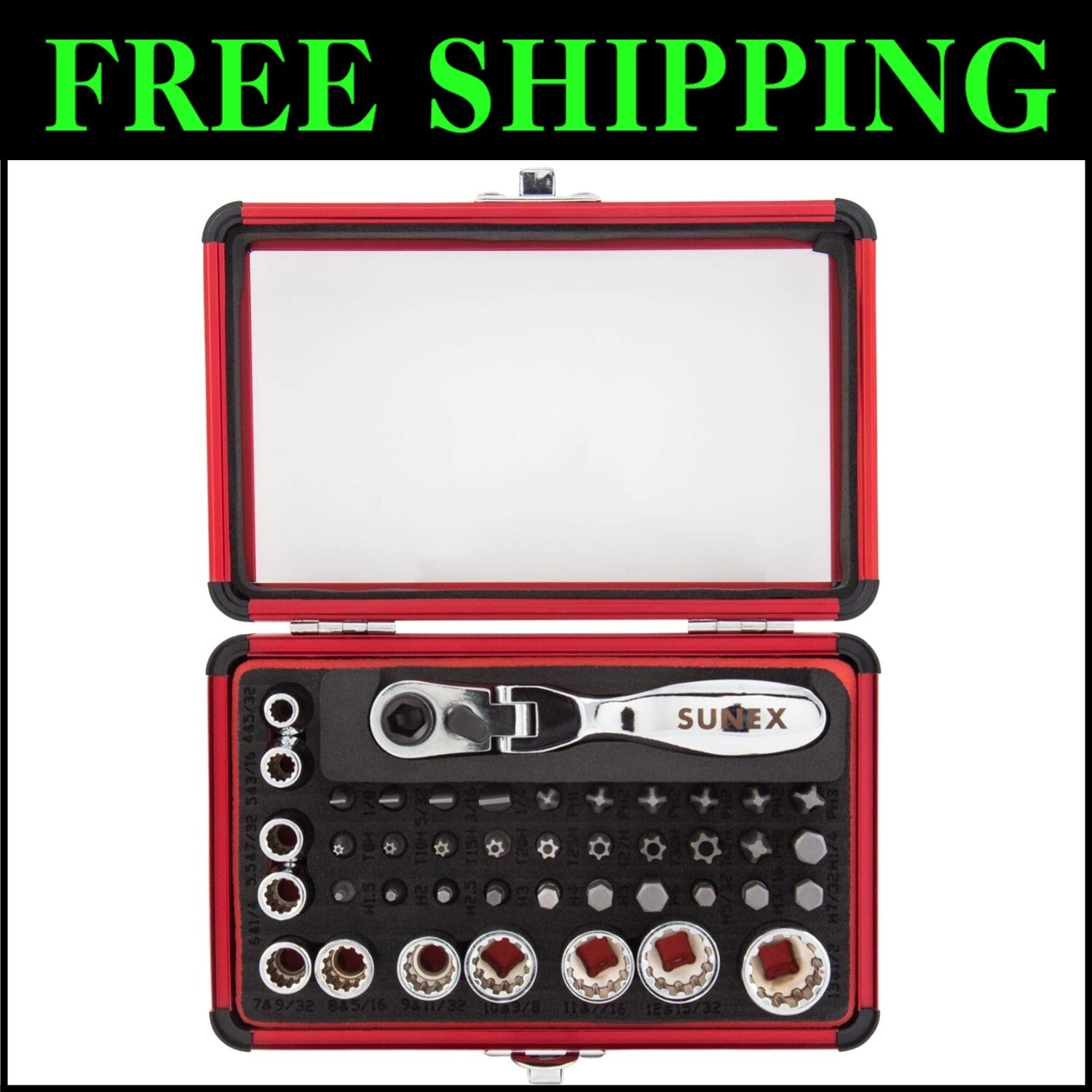 1/4" Drive Mini Ratchet & Socket Set with CR-V Spline - All-Purpose 44-Piece Set