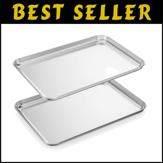 Easy-Clean Stainless Steel Baking Sheets Set of 2 - 23.54x15.67" for All Recipes