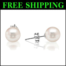 Load image into Gallery viewer, Lustrous 14K Gold Pearl Stud Earrings - 5-10mm Sizes Available for Every Style