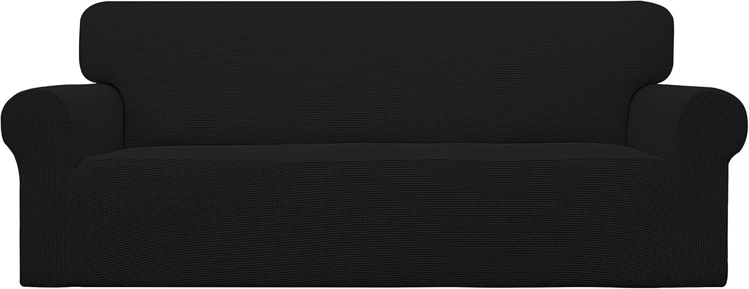 Oversized Stretch Sofa Slipcover in Black - Easy Care for Elegant Living Rooms