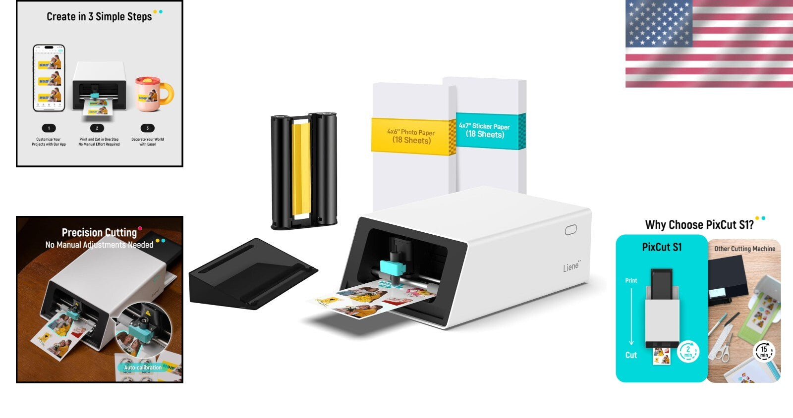 Versatile PixCut S1 Sticker Printer - 300 DPI Vibrant Prints & Accurate Cutting