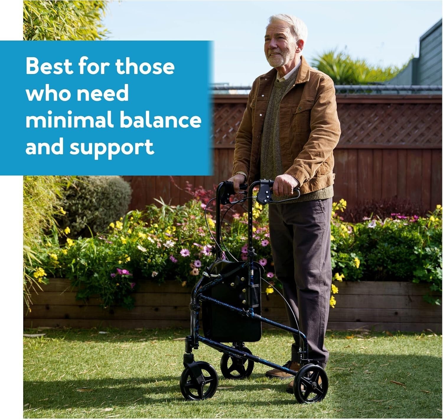 Maneuverable Trio Walker for Seniors - Adjustable Handles and Quick Collapse