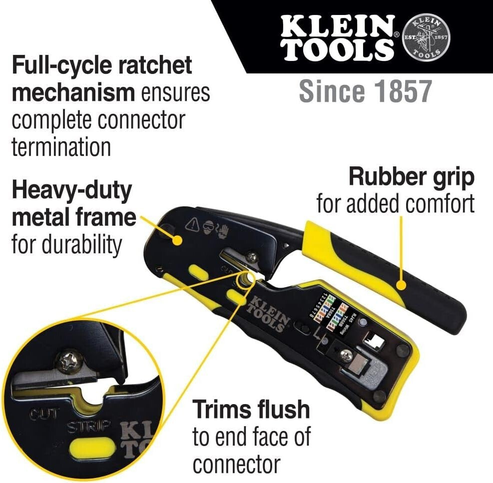 Efficient Modular Data Cable Tool: Crimper, Wire Stripper & Cutter Combo
