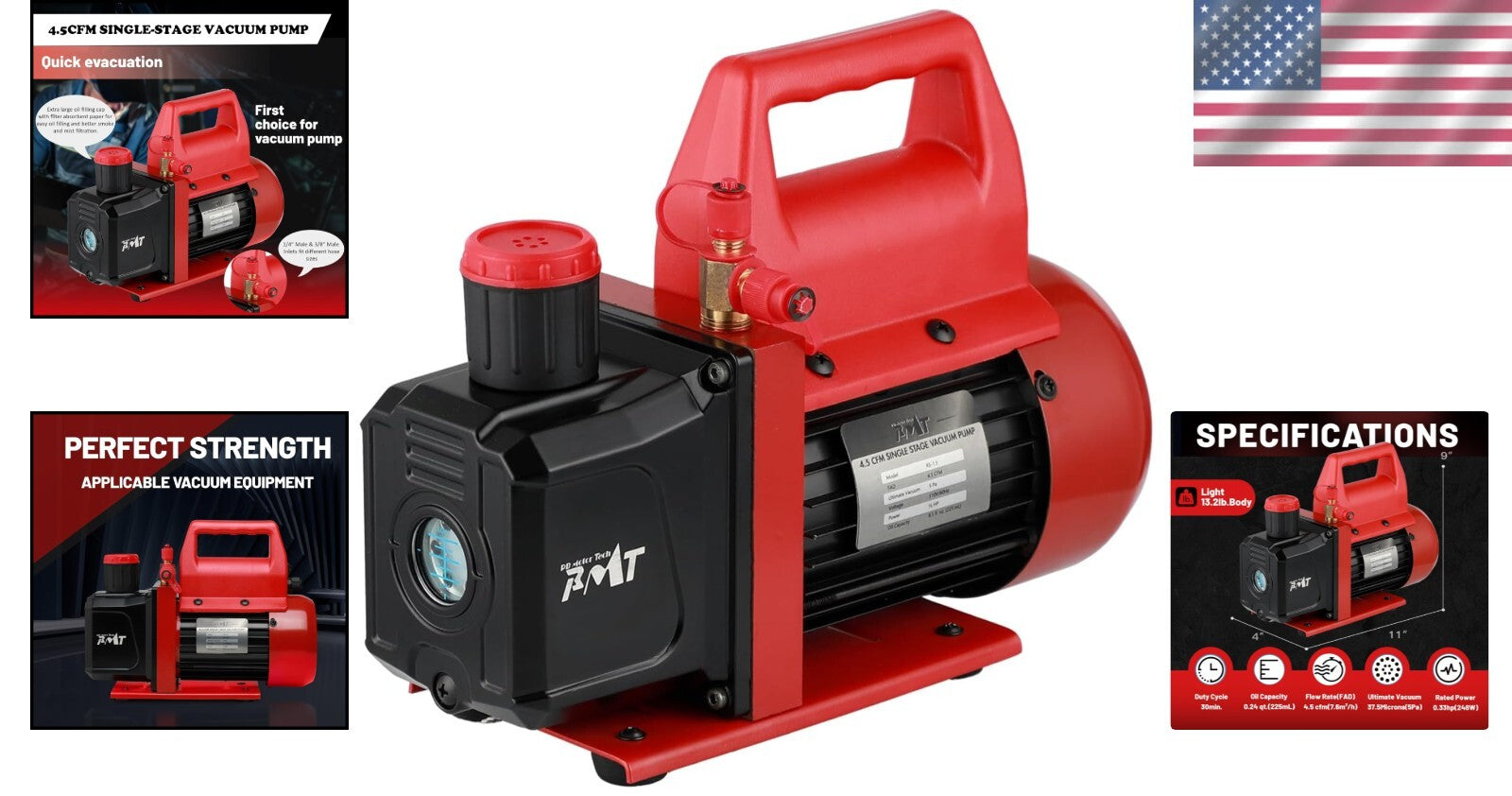 Powerful 1/3HP Vacuum Pump with Adjustable Intakes for Versatile Applications