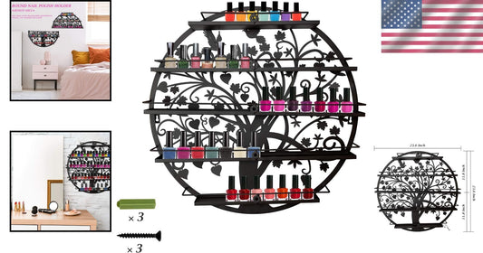 Elegant Wall-Mounted Nail Polish Organizer - 5-Shelf Acrylic Rack in Black