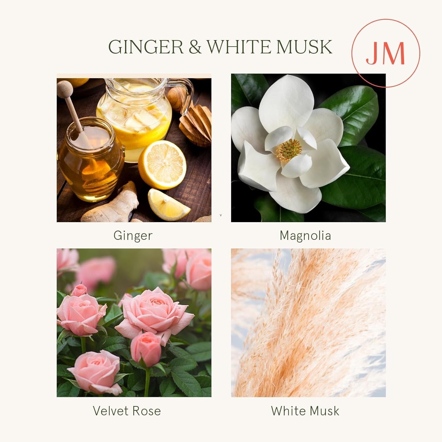 Artistic 19oz Ginger & White Musk Candle - Clean, Vegan Luxury Home Fragrance