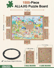 Load image into Gallery viewer, 1500-Piece Rotating Puzzle Board with 6 Drawers &amp; Cover - Gift for Puzzle Lovers