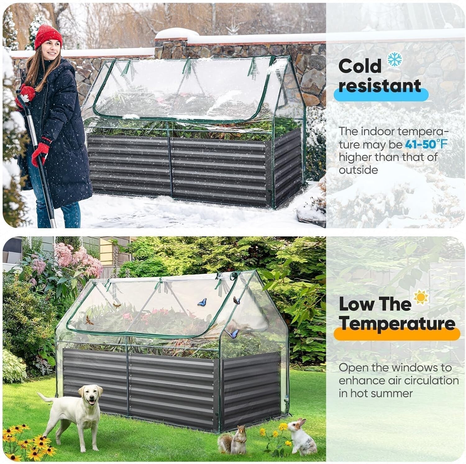 Galvanized Raised Garden Bed with Breathable Cover - Ideal for Year-Round Growth