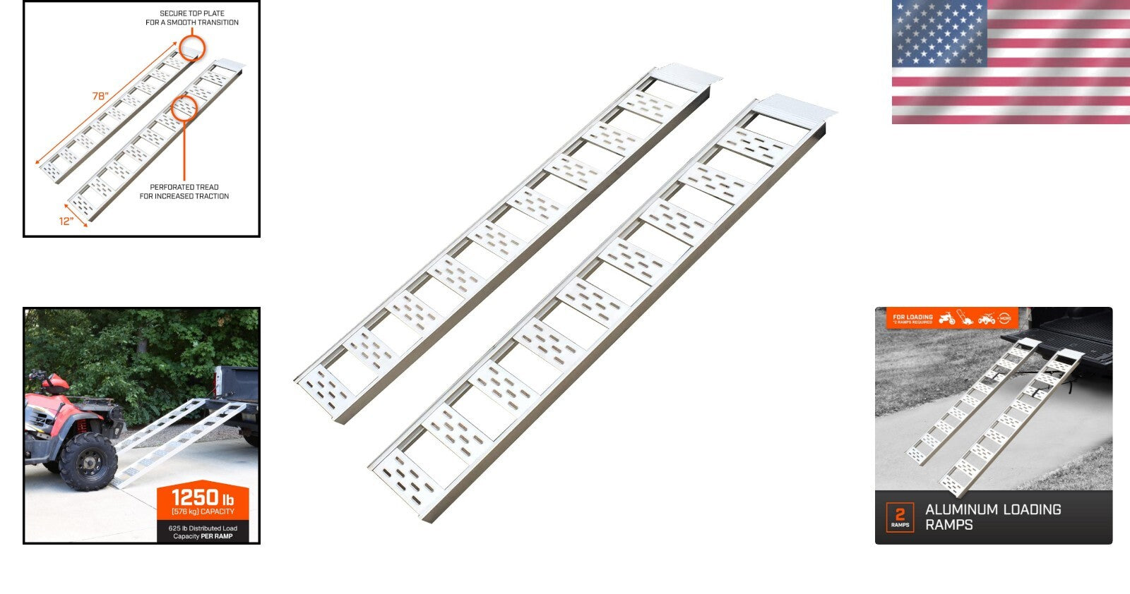 Fixed Aluminum Ramps with Traction Treads - Securely Load Lawn Tractors & Mowers