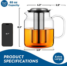 Load image into Gallery viewer, Extra-Large 85oz Borosilicate Glass Teapot with Removable Infuser for Families