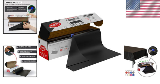 54in x 108ft Black Waterproof Disposable Tablecloth Roll for Elegant Events